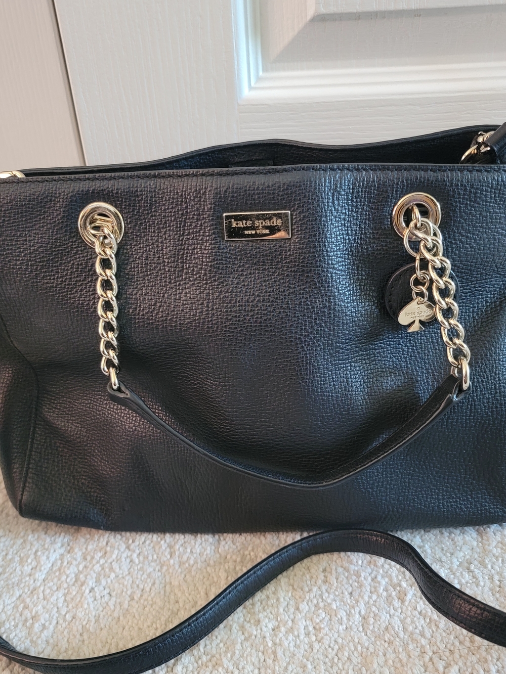 Kate Spade Black Leather Chain-Accent Tote